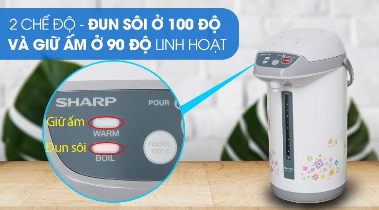 Bình thủy điện Sharp 4 lít KP-Y40PV-CU Xuất xứ Thái Lan - 2 chế độ: đun sôi 100°C và giữ ấm 90°C