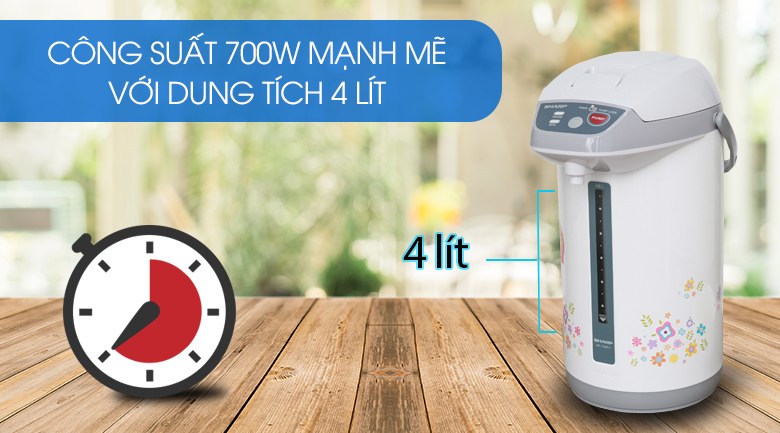 Bình thủy điện Sharp 4 lít KP-Y40PV-CU Xuất xứ Thái Lan - Công suất 700W, dung tích 4 lít