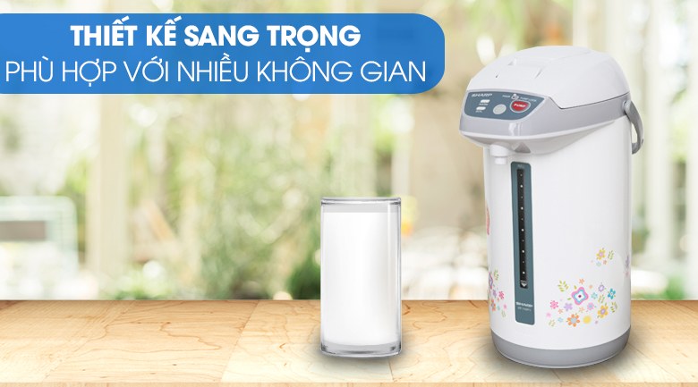Bình thủy điện Sharp 4 lít KP-Y40PV-CU Xuất xứ Thái Lan - Thiết kế sang trọng, họa tiết hoa nhẹ nhàng