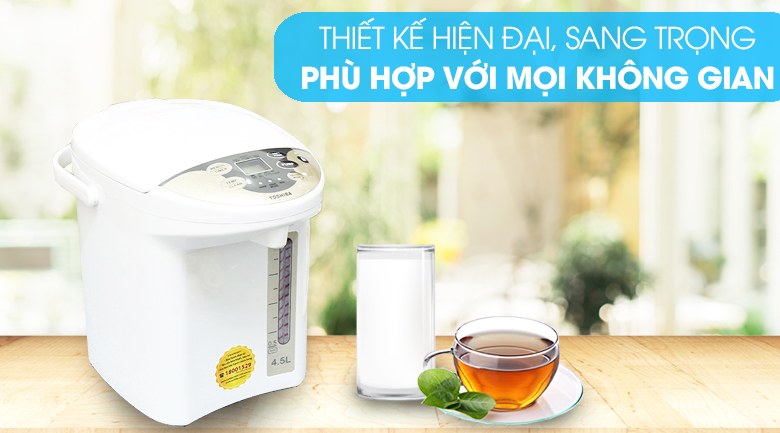 Bình thủy điện Toshiba 4.5 lít PLK-45SF(WT)VN Xuất xứ Thái Lan - Thiết kế hiện đại, sang trọng