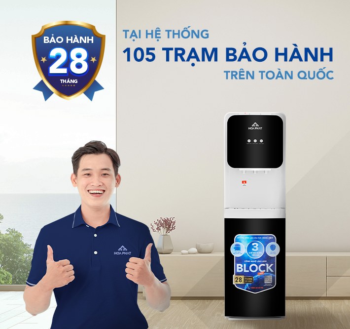 Cây nước nóng lạnh hút bình Hòa Phát HHC383 - Khóa vòi nóng an toàn, bảo hành 28 tháng
