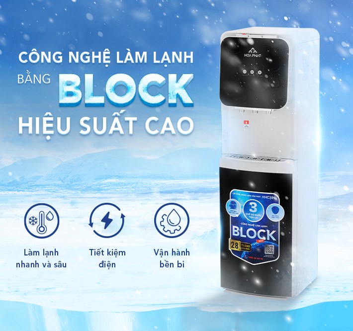 Cây nước nóng lạnh hút bình Hòa Phát HHC389 - Làm lạnh bằng Block, lạnh sâu và bền bỉ