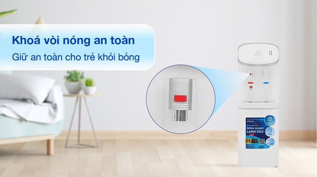 Cây nước nóng lạnh úp bình Hòa Phát HTL236 - Khóa vòi nóng an toàn, bảo hành 28 tháng