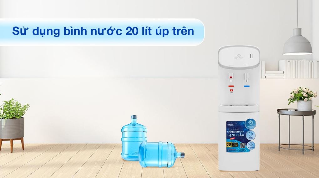 Cây nước nóng lạnh úp bình Hòa Phát HTL236 - Úp bình phía trên, thay bình dễ dàng