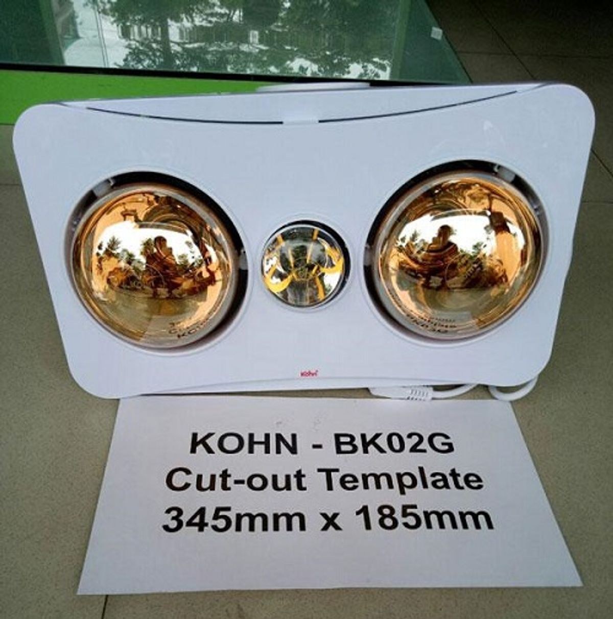 Đèn sưởi nhà tắm 2 bóng Braun Kohn âm trần kèm thông gió 550W BK02G - Sưởi ấm nhanh bằng 2 bóng hồng ngoại vàng