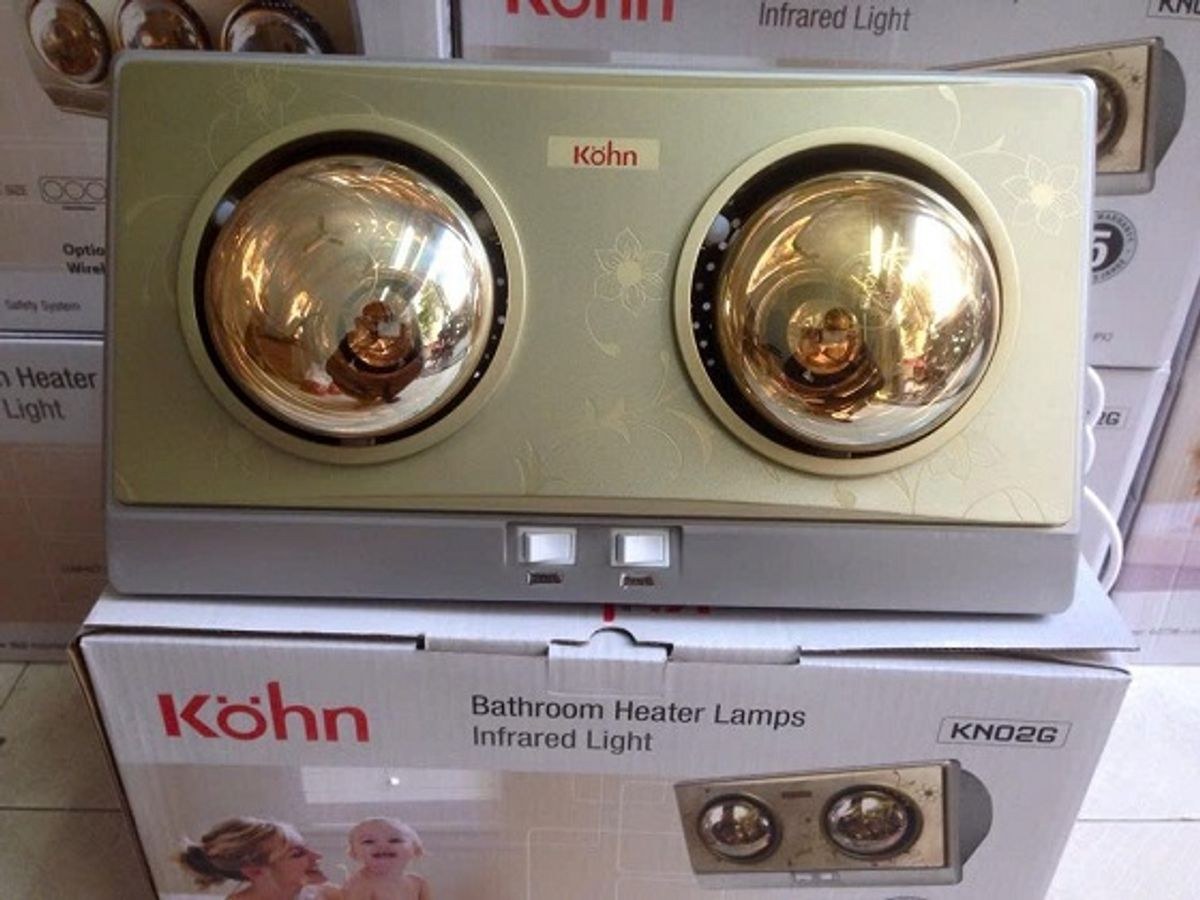 Đèn sưởi nhà tắm 2 bóng Braun Kohn treo tường 550W KN02G - Sưởi ấm nhanh bằng 2 bóng hồng ngoại vàng