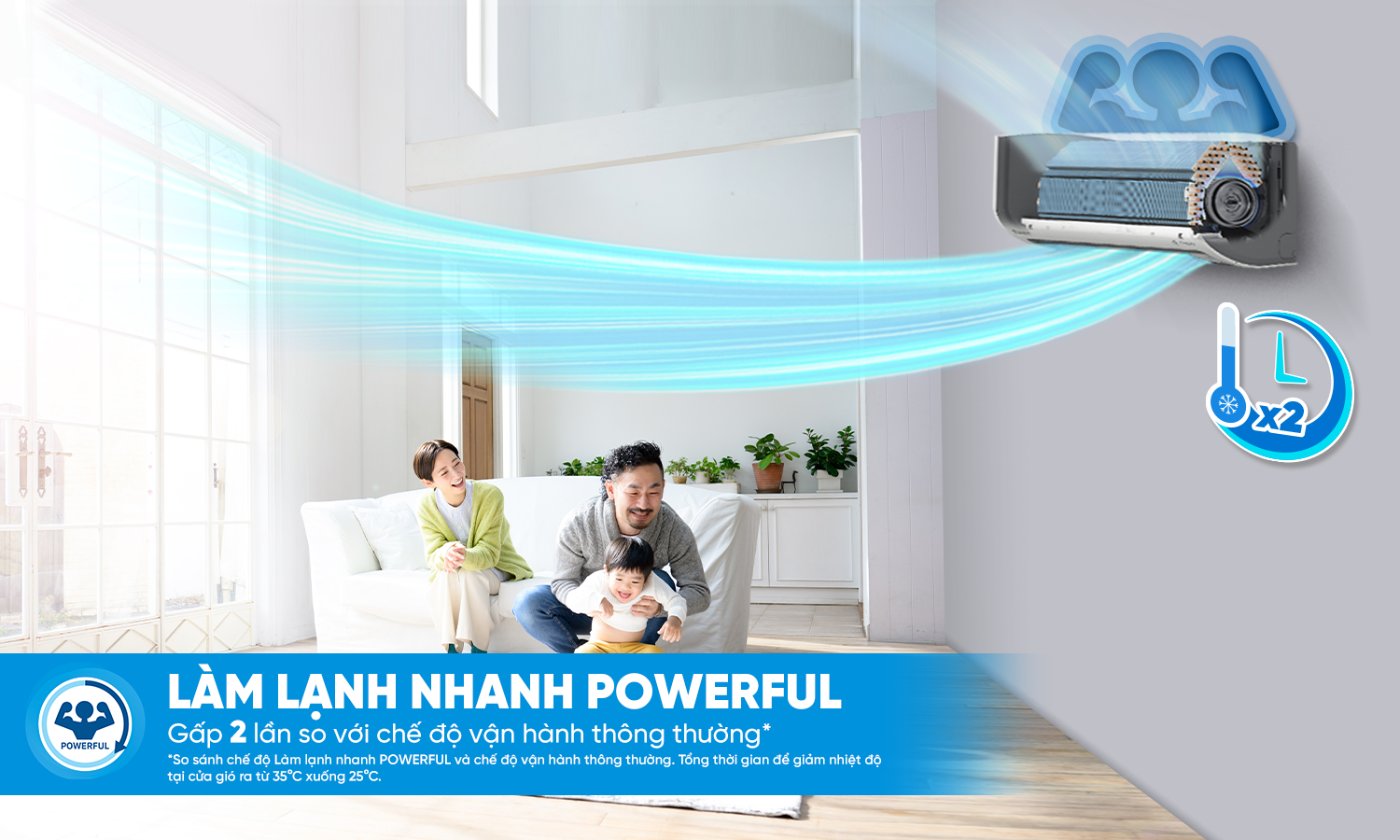 Điều hòa Daikin 18000 BTU 1 chiều Inverter FTKB50ZVMV - Mát mẻ tức thì với Powerful - làm lạnh nhanh gấp 2 lần (*)