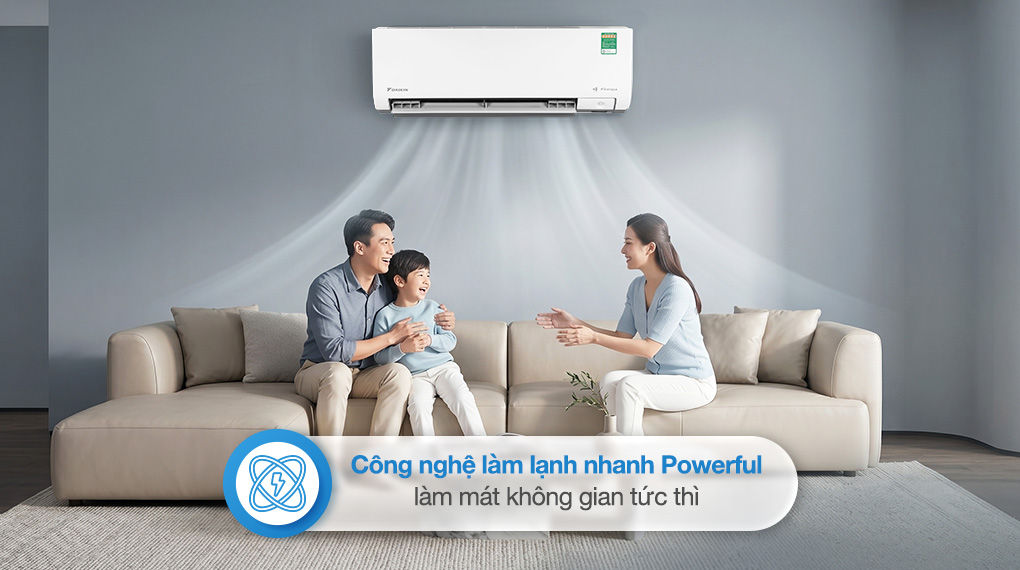 Điều hòa Daikin Inverter 1 chiều 24000 BTU FTKM71AVMV Hàng Thái Lan - Làm lạnh nhanh Powerful, chế độ Comfort