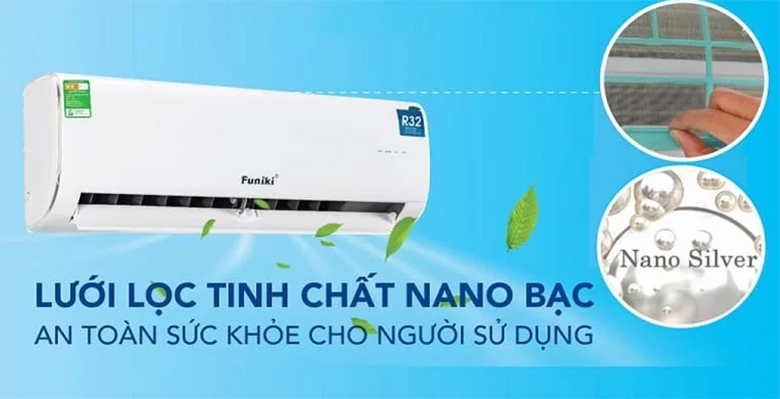 Điều hòa Funiki 2 chiều Inverter 18000BTU HIH18TMU - Lưới lọc tinh chất Nano bạc loại bỏ vi khuẩn, nấm mốc