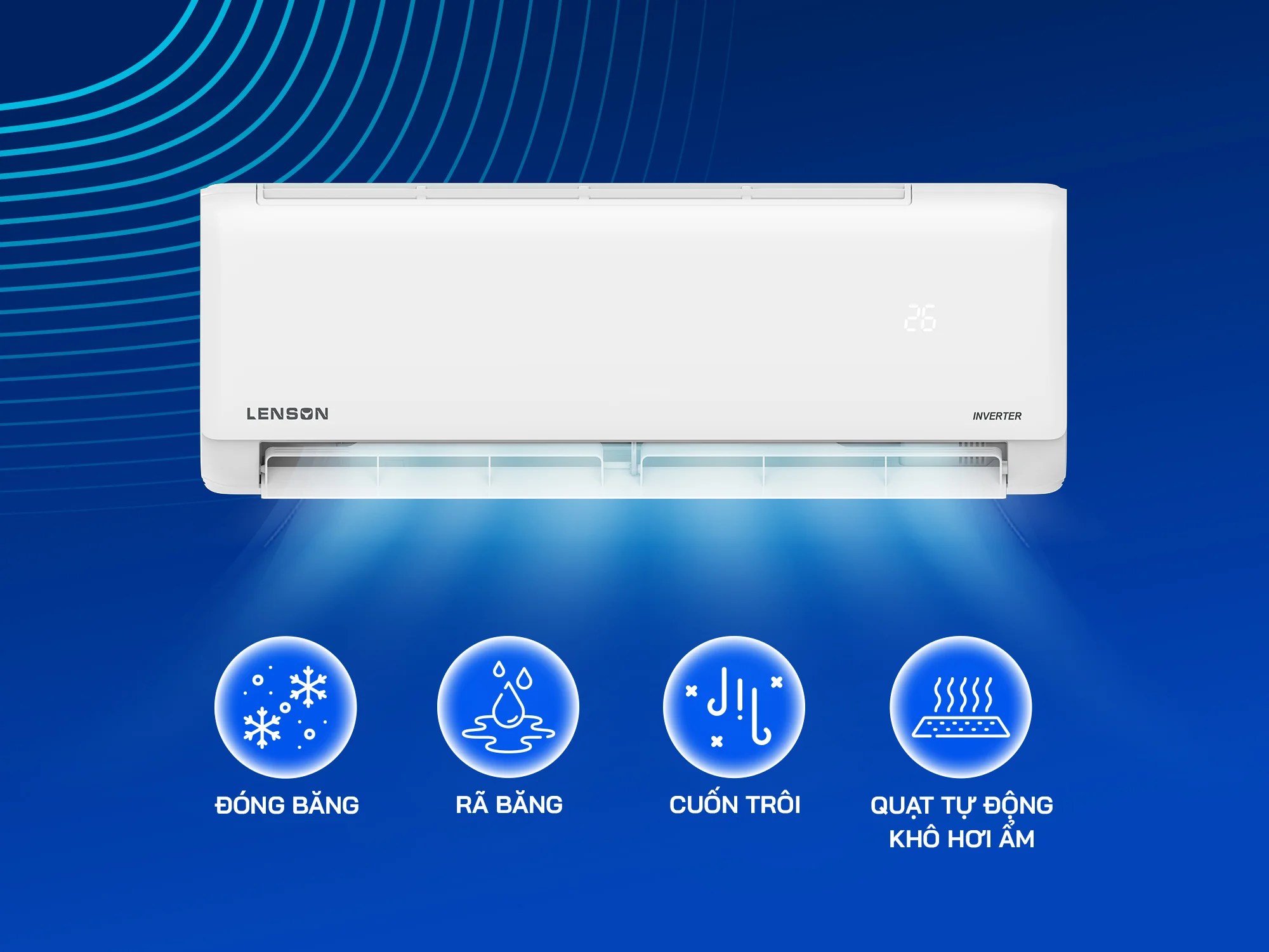 Điều hòa Lenson 9000 BTU 1 chiều Inverter LV-09CX1 - Tự làm sạch iClean