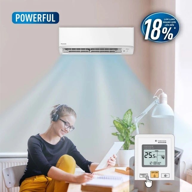 Điều hòa Panasonic 1 chiều inverter 12000 BTU RU12CKH-8D - Powerful – làm lạnh nhanh hơn 18%