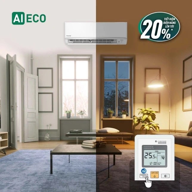 AI ECO – Tự động tối ưu điện năng thông minh Điều hòa Panasonic 1 chiều inverter 18000 BTU RU18CKH-8BD (mặt lạnh dài) - AI ECO tối ưu điện năng