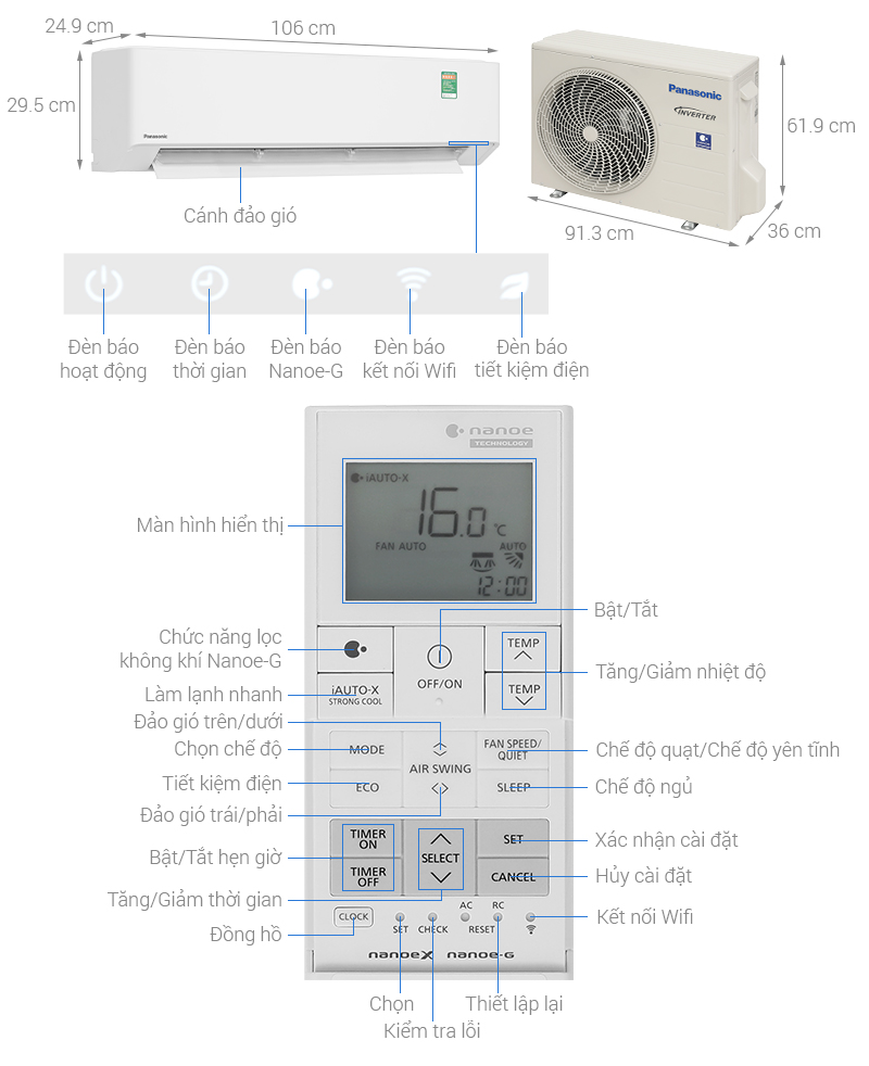 Máy lạnh Panasonic Inverter 2 HP CU/CS-U18BKH-8