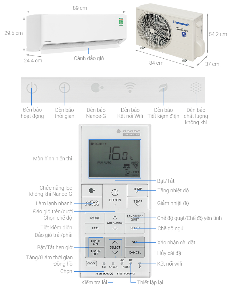 Máy lạnh Panasonic Inverter 1 HP CU/CS-XU9BKH-8