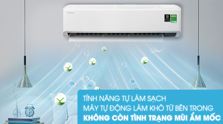 Tự động làm sạch - Điều hòa Samsung 1 chiều Inverter 21500BTU AR24TYHYCWKNSV 