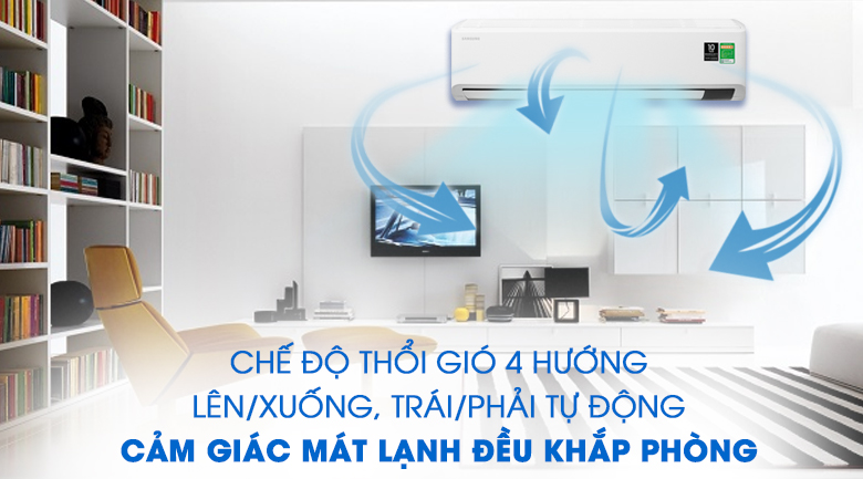 Tự động đảo gió 4 hướng - Điều hòa Samsung 1 chiều Inverter 21500BTU AR24TYHYCWKNSV 