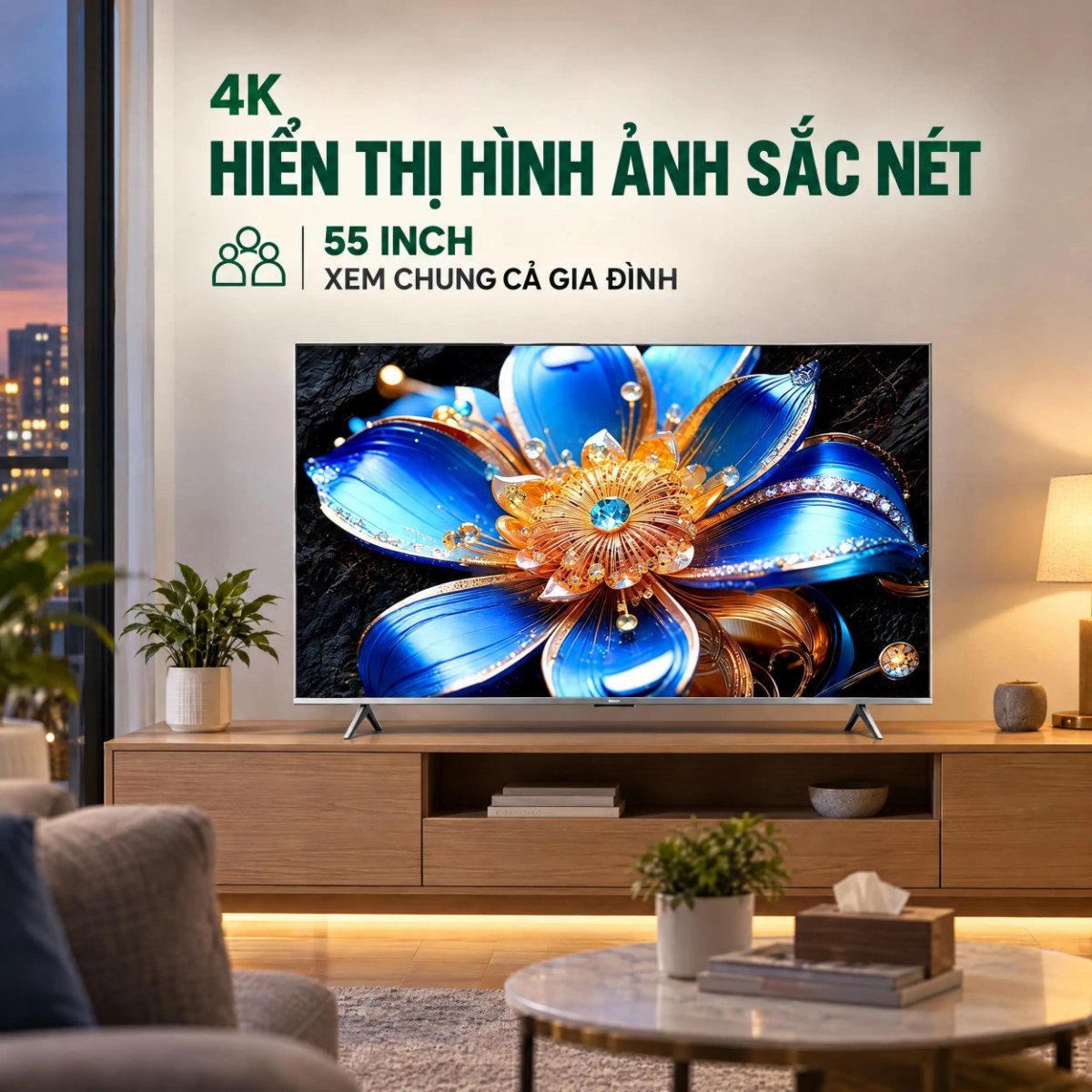 Google Tivi QLED TCL 4K 55 inch 55T6D Mới 2026 - Màn hình 4K sắc nét