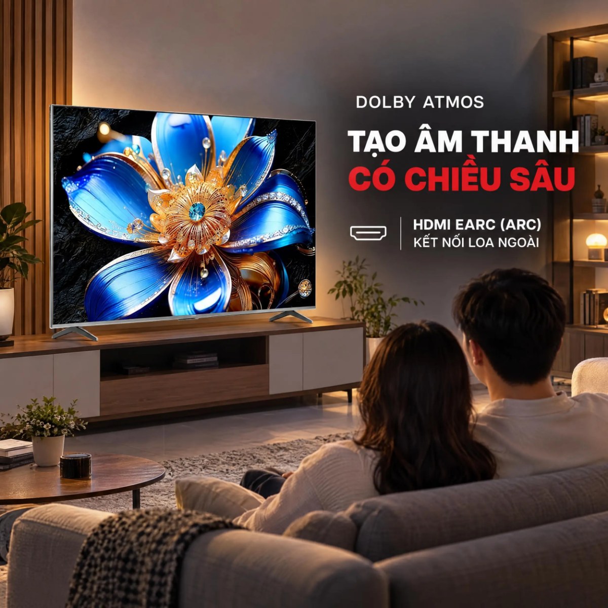 Google Tivi QLED TCL 4K 75 inch 75T6D Mới 2026 - Âm thanh 20W Dolby Atmos
