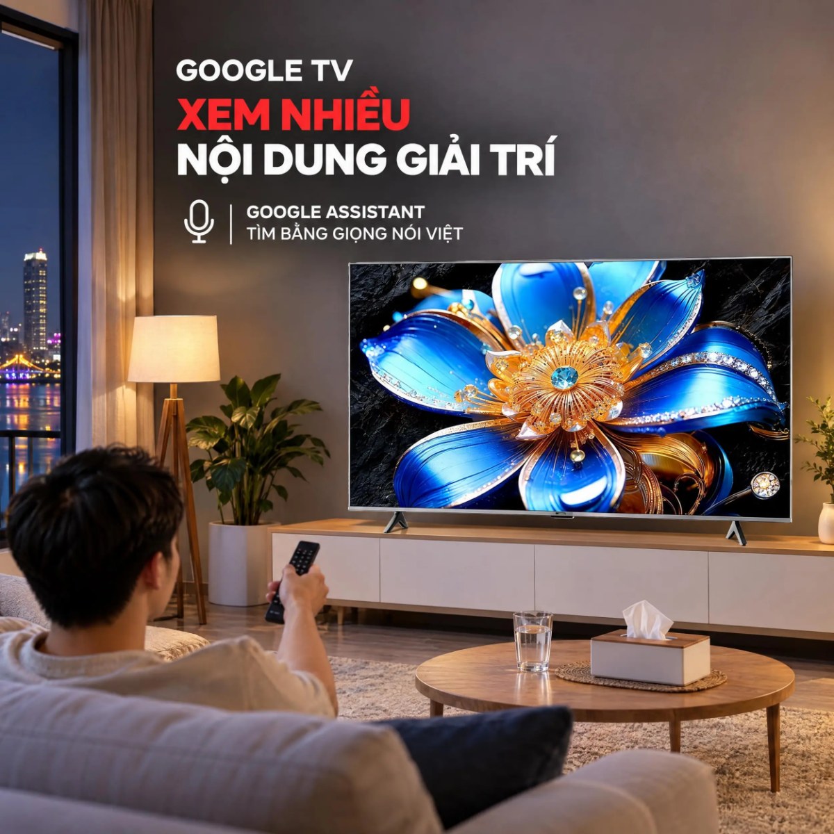 Google Tivi QLED TCL 4K 75 inch 75T6D Mới 2026 - Google TV kho giải trí phong phú