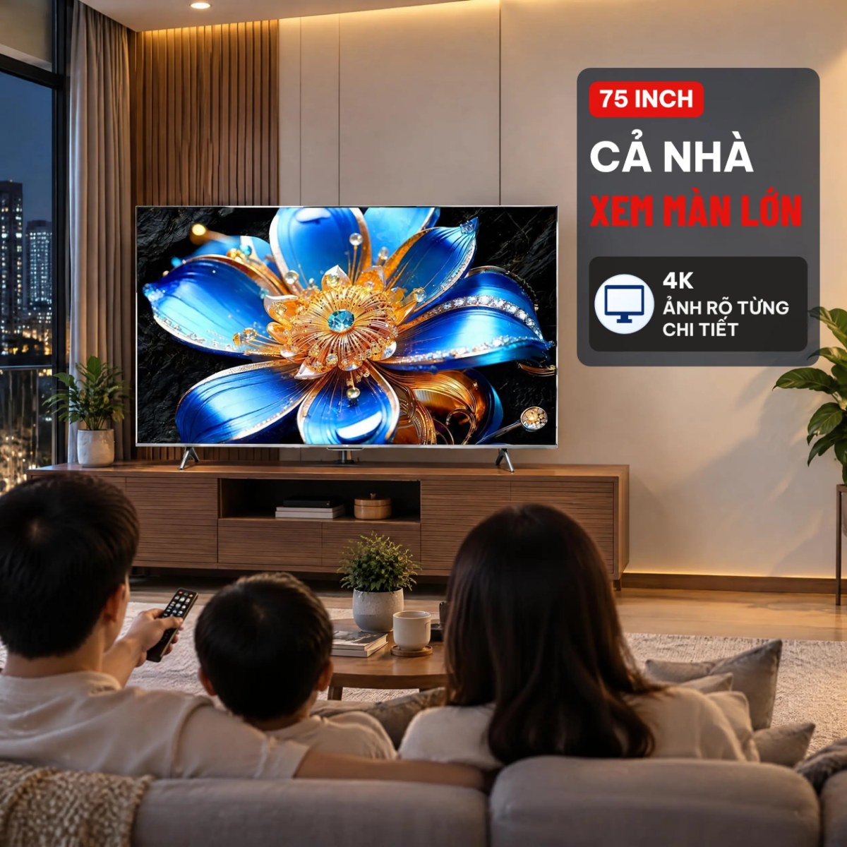 Google Tivi QLED TCL 4K 75 inch 75T6D Mới 2026 - Màn hình 4K sắc nét