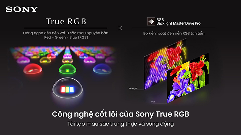 Google Tivi Sony True RGB BRAVIA 9 II 4K 85 inch K-85XR90M2 - Công nghệ True RGB – sáng hơn, màu chân thực hơn