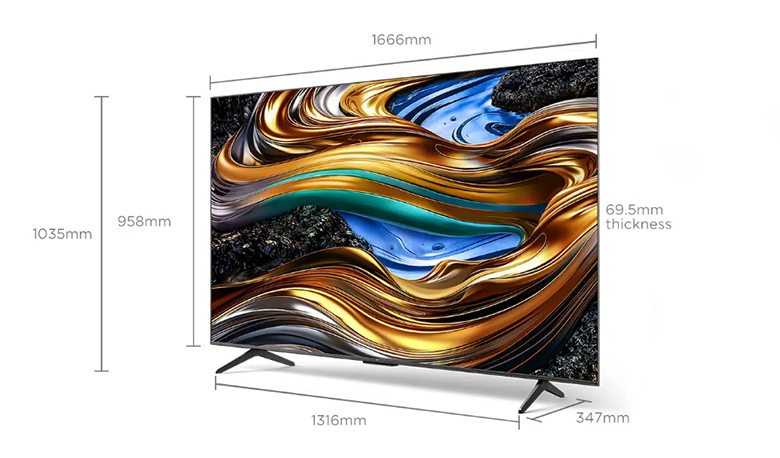 Kích thước - Google Tivi TCL 4K 75 inch 75P755 Pro