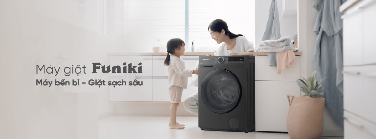 Máy giặt Funiki Inverter 10.5 kg HWM F8105ADG Hàng Thái Lan - Máy giặt Funiki bền bỉ, giặt sạch sâu