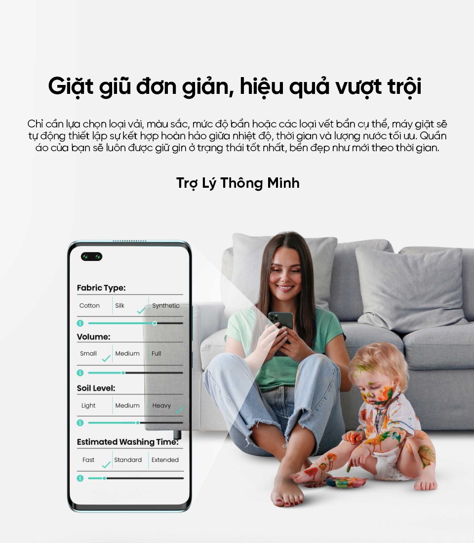 Máy giặt Hisense Inverter 12 kg WF120M5 - Trợ lý thông minh