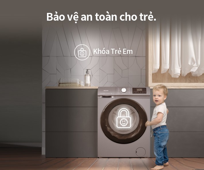 Máy giặt Hisense Inverter 9 kg WF90N1Y - Khóa trẻ em