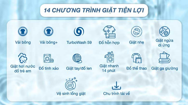 Máy giặt LG FV1410S4B Inverter 10kg - 14 chương trình giặt tiện lợi