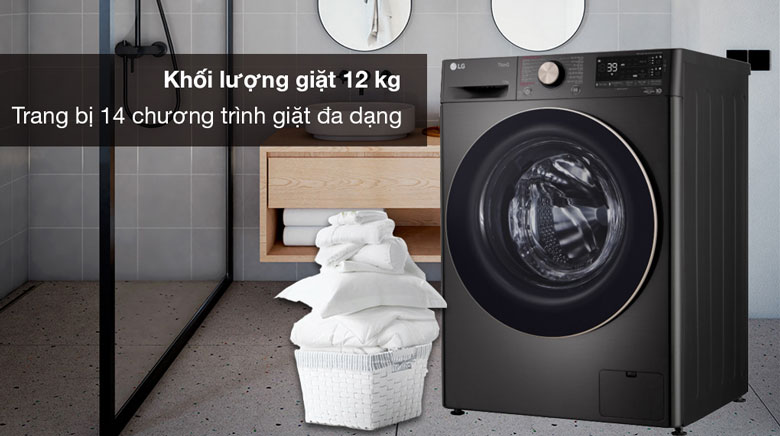 Máy giặt LG Inverter 12kg FV1412S3BA lồng ngang - 14 menu giặt đa dạng
