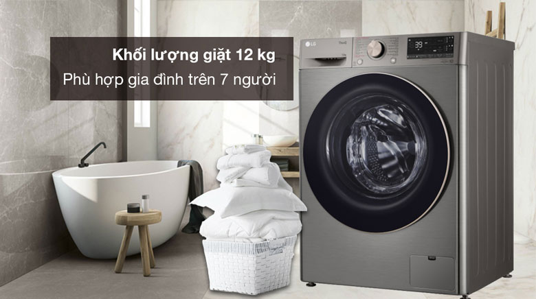 Máy giặt LG Inverter 12kg FV1412S3PA lồng ngang - Giặt tối đa 12kg