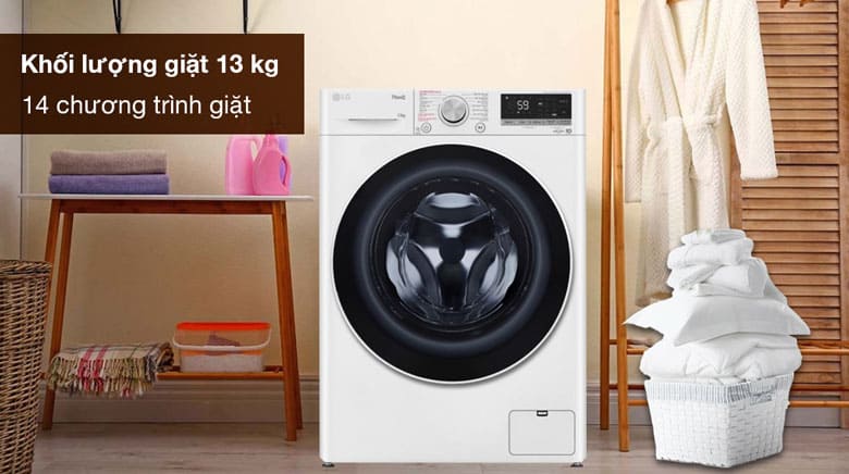 Máy giặt LG Inverter 13kg FV1413S4W lồng ngang - 14 chương trình giặt tích hợp sẵn tiện lợi