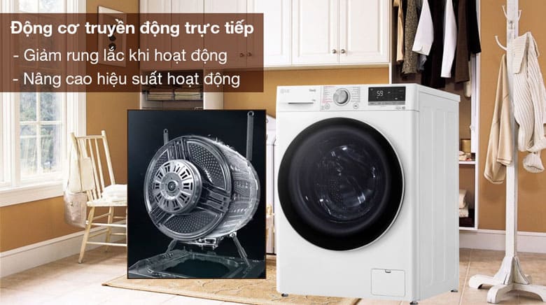 Máy giặt LG Inverter 13kg FV1413S4W lồng ngang - Động cơ Inverter tiết kiệm điện hiệu quả