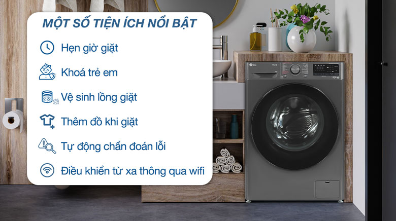 Máy giặt LG FV1409S4M Inverter 9kg - Tích hợp nhiều tiện ích thông minh