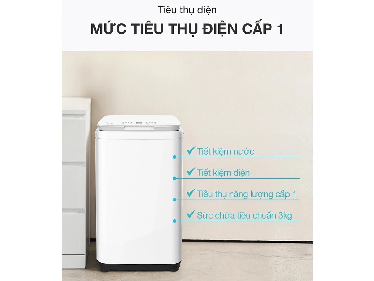 Máy giặt mini Lumias giặt nước nóng 3 kg WS050WH - Hẹn giờ, điều chỉnh mực nước, tiết kiệm điện