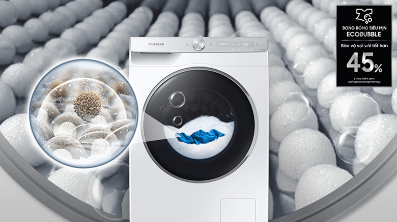 Máy giặt SAMSUNG 12 kg WW12CGP44DSBSV lồng ngang - Đánh bay cặn bẩn dễ dành với bong bóng siêu mịn