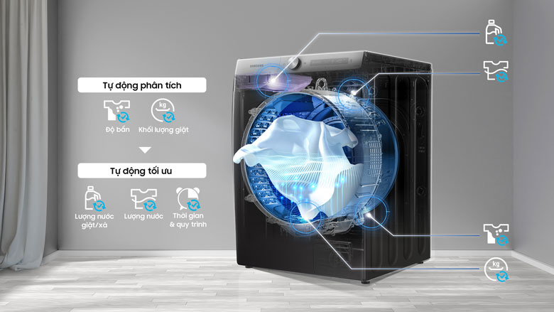 Máy giặt Samsung Bespoke AI™ 14kg WW14BB944DGBSV - Công nghệ AI Wash với 5 cảm biến thông minh