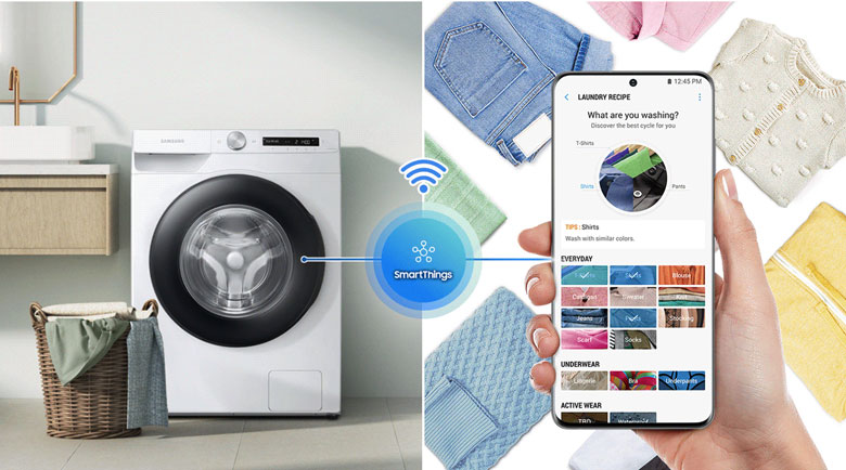 Máy giặt Samsung Inverter 13 kg WW13T504DAB/SV - Điều khiển bằng điện thoại với Smart Things