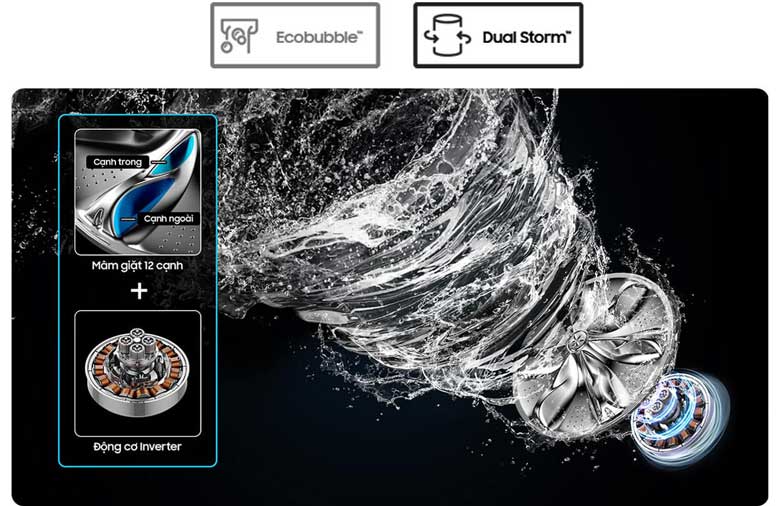 Máy giặt Samsung WA14CG5745BVSV - Dual Storm