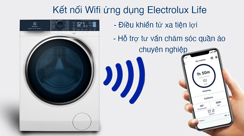 Ứng dụng Electrolux Life kết nối Wifi-Máy giặt sấy Electrolux Inverter 11 kg EWW1142Q7WB lồng ngang