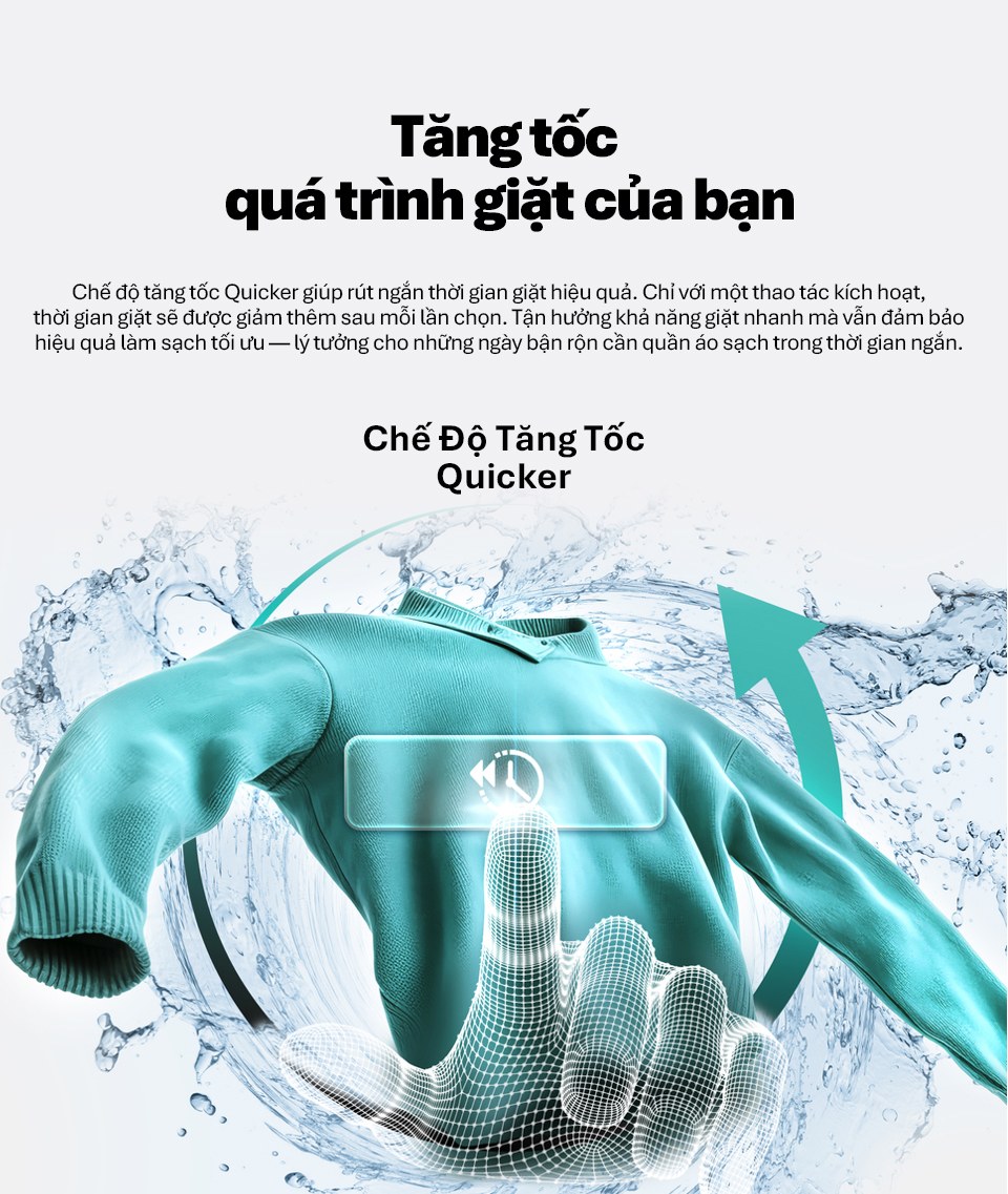 Máy giặt sấy Hisense Inverter giặt 12 kg sấy 8 kg WD120I142VKL Mới 2026 - Tăng tốc quá trình giặt