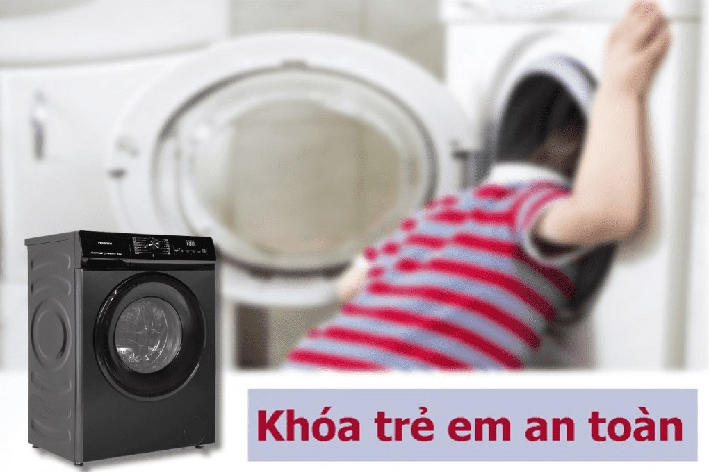 Máy giặt sấy Hisense Inverter giặt 9 kg sấy 6 kg WD90N1Y - Tiện ích an toàn, tiện lợi