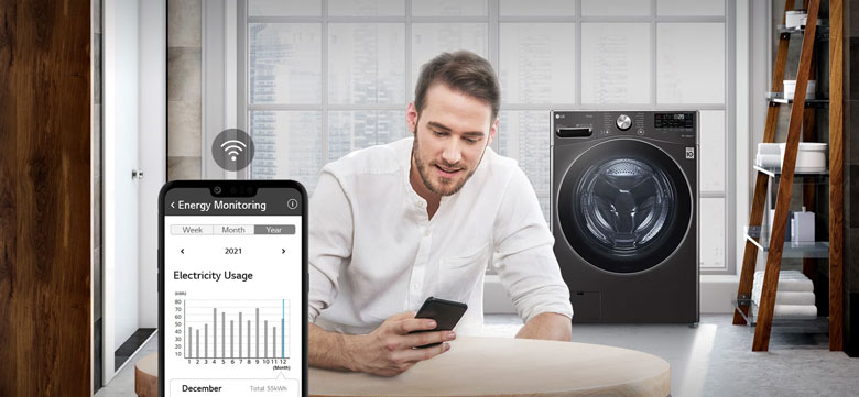 Máy giặt sấy LG F2721HVRB Inverter 21kg/12kg - Kiểm soát trạng thái hoạt động