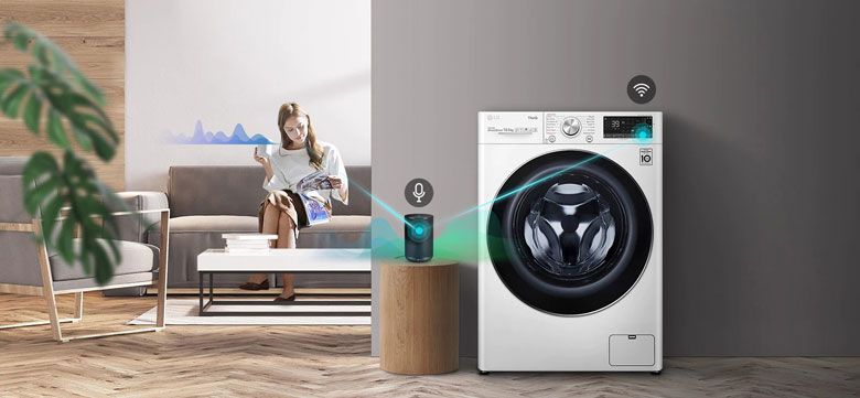Máy giặt sấy LG Inverter 10kg FV1410D4W1 - Hỗ trợ điều khiển bằng giọng nói