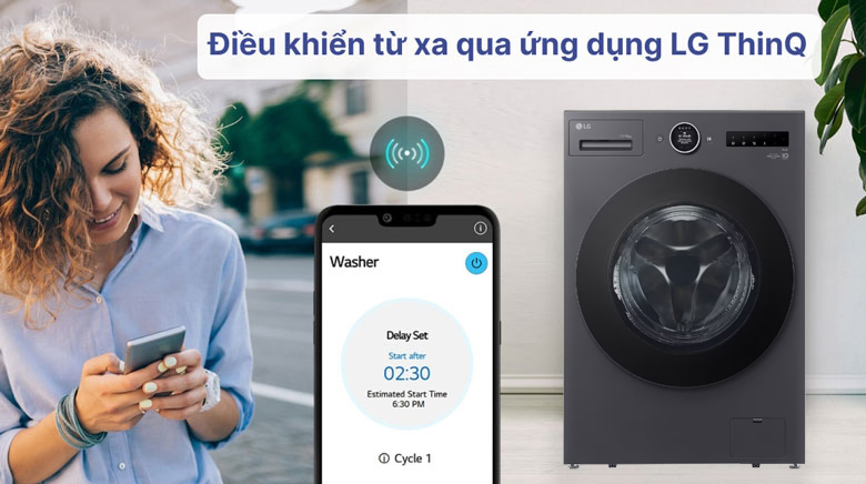 Máy giặt sấy LG Inverter 17kg F2517RNTG lồng ngang - Điều khiển tiện lợi từ xa qua ứng dụng LG ThinQ&nbsp;