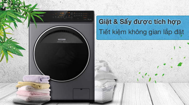 Máy giặt sấy Panasonic Inverter 10kg NA-S106FC1LV lồng ngang - Tích hợp 2 chức năng giặt/sấy tiện lợi