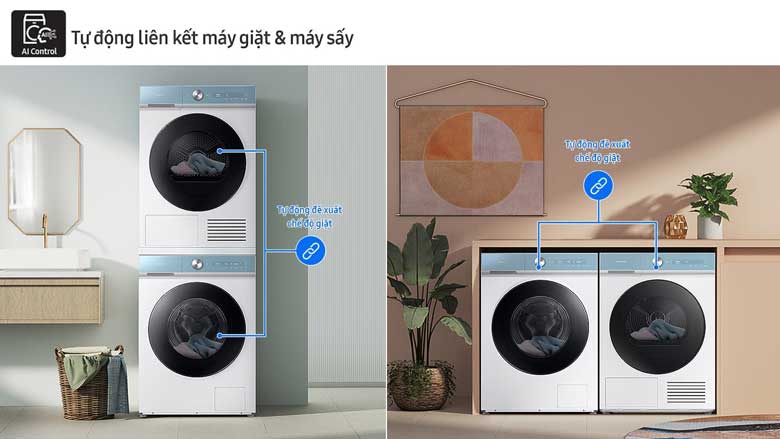 Máy giặt sấy Samsung WD14BB944DGMSV - Tự động liên kết máy giặt & máy sấy