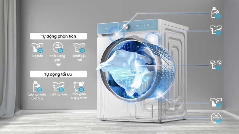 Máy giặt sấy Samsung WD12BB944DGHSV - Cảm biến thông minh AI Wash