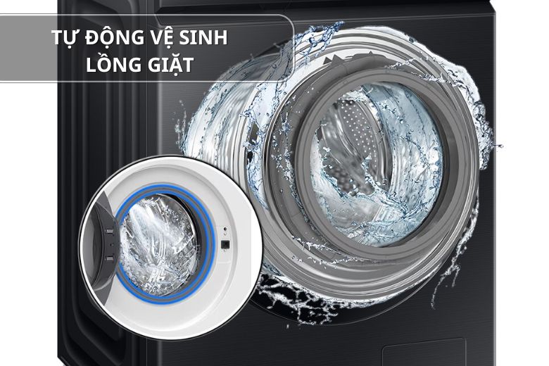Máy giặt Samsung WD12DB7B85GBSV - Nhiều tiện ích đi kèm, tự động vệ sinh lồng giặt